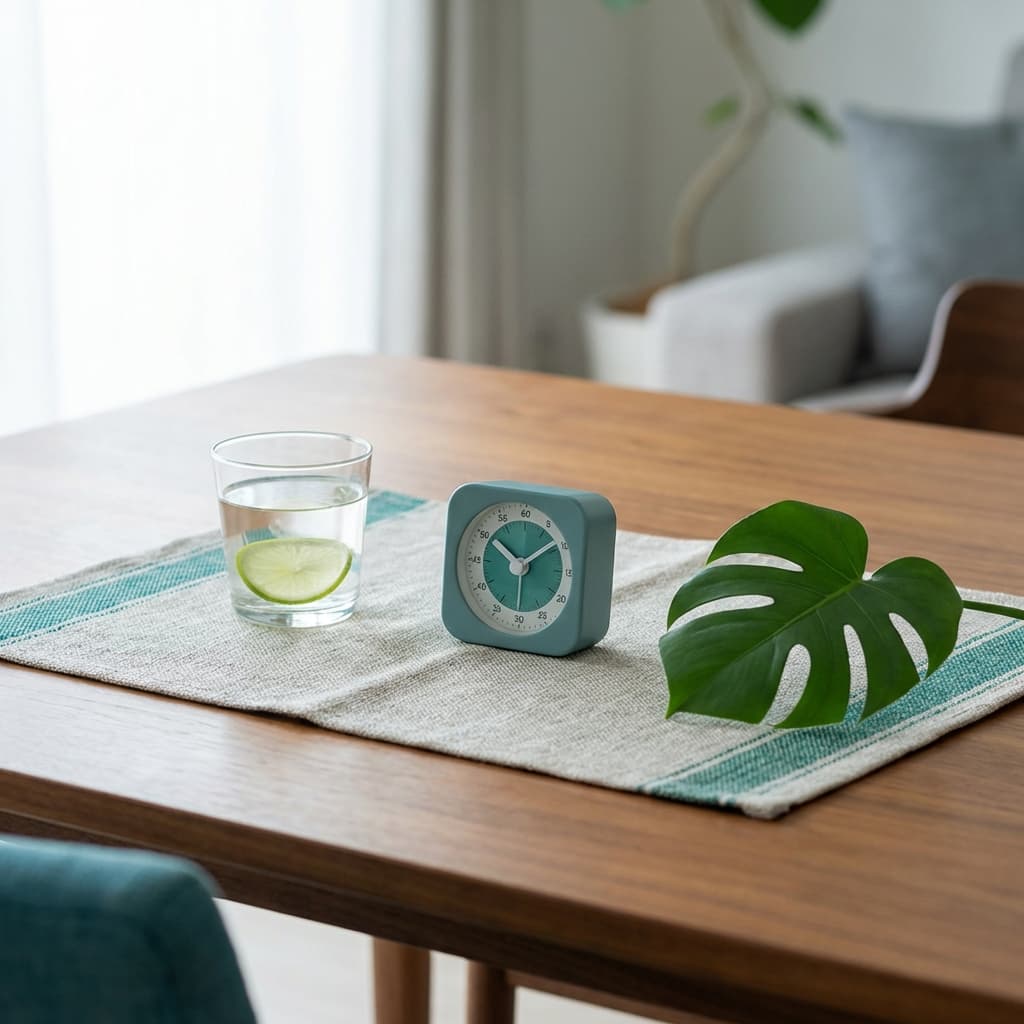 Intermittent fasting concept with clock and healthy meal
